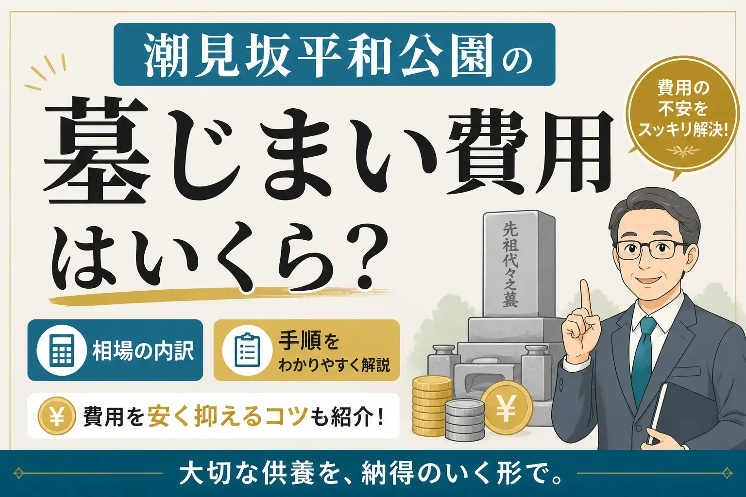 潮見坂平和公園の墓じまい費用はいくら？相場の内訳と手順・安く抑えるコツ