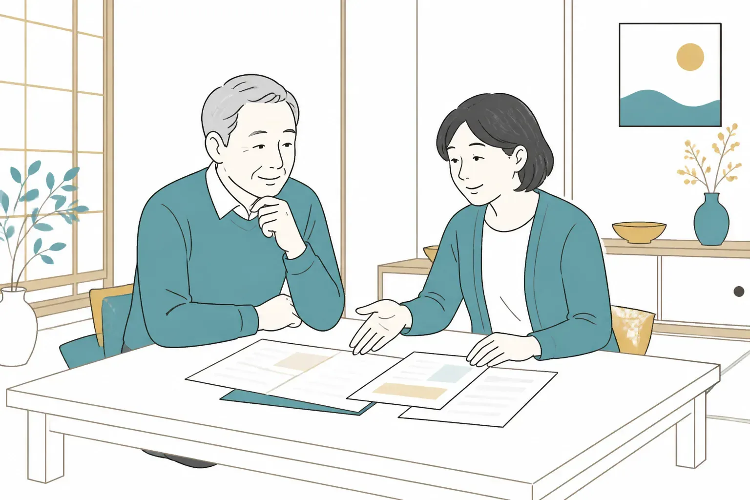 家族でお墓の前提条件を話し合うイメージ